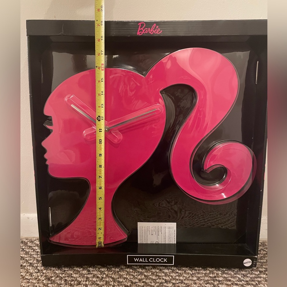Barbie 18" Wall Clock Silhouette Hot Pink Hanging Analog Clock New In Box Mattel - Picture 3 of 6